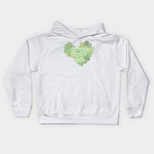 Emotional Support Kindle Green - Text On Fluff Heart Kids Hoodie